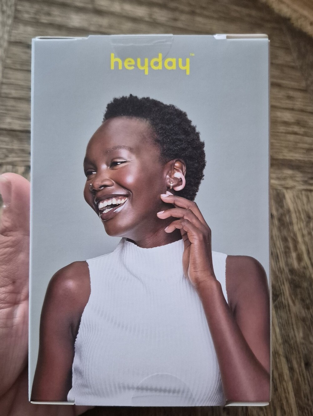 heyday Peach Open-Ear Wireless Earbuds.